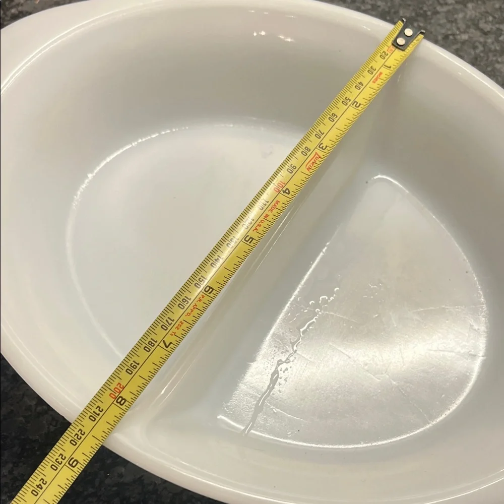 White Divided Serving Dish - 2-Section Oval J-239 Glass Bake